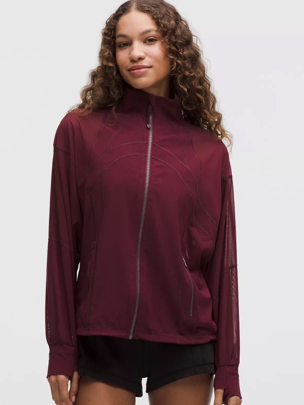 lululemon Mesh Oversized Define Jacket Burgundy Bay Size 8